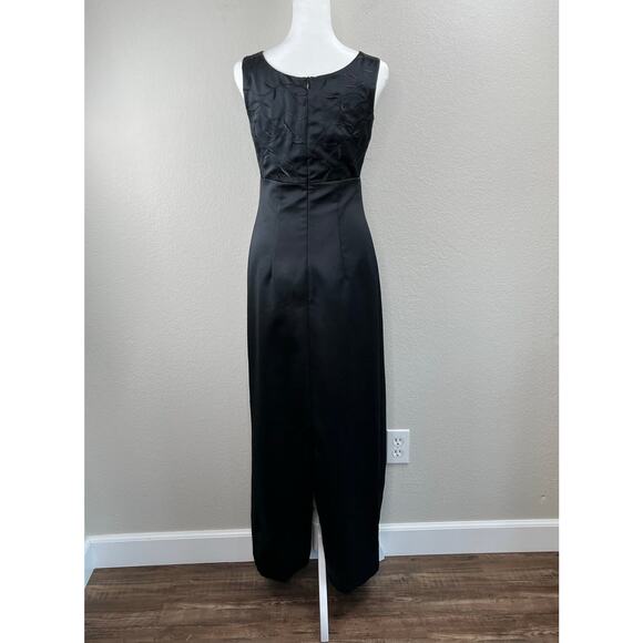Bebe Moda Black Satin Sleeveless Twist Strap Square Neck Floor Length Gown XS/6 - Picture 12 of 13